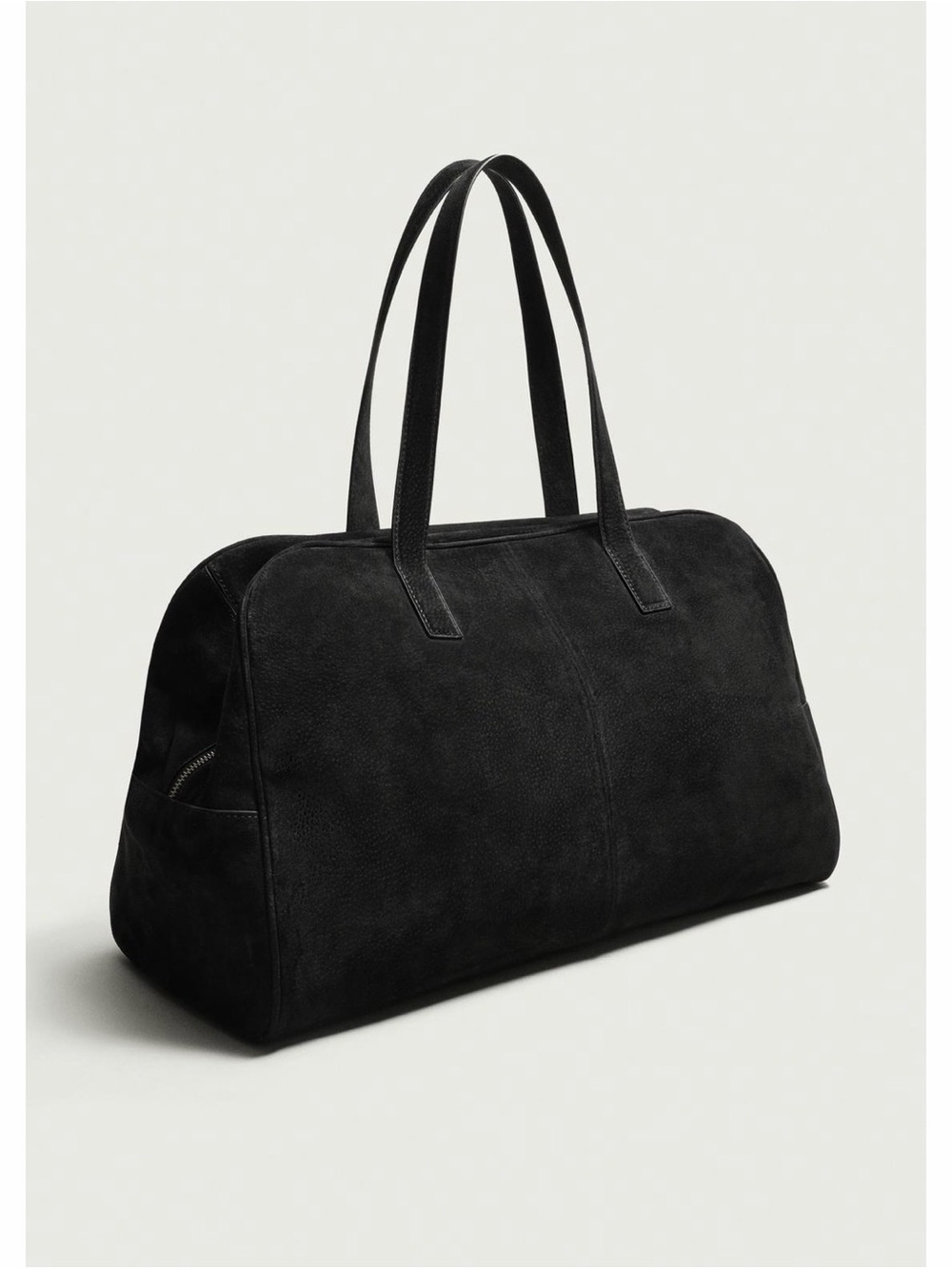 Zara Black Suede Duffel Bag - Picture 2 of 9